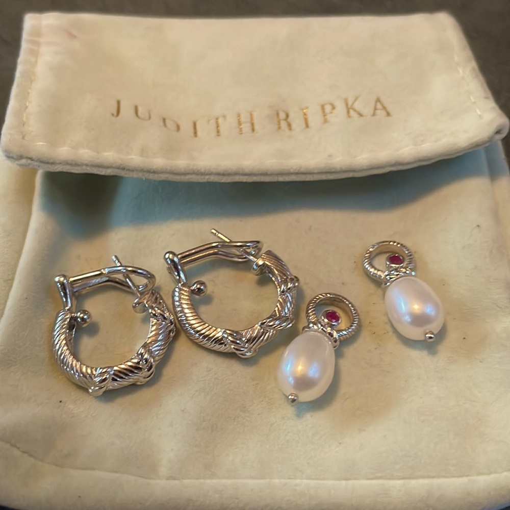 Judith Ripka sterling rope hoop earrings